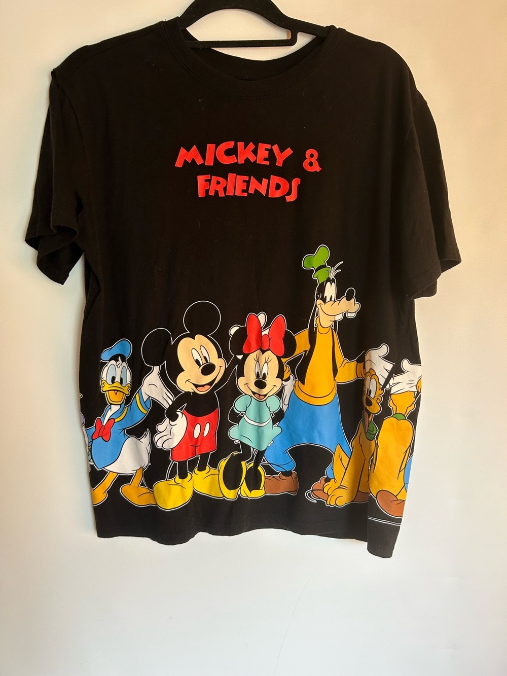 DISNEY MICKEY AND FRIENDS COTTON BLEND BLACK WITH COLORFUL GRAPHIC WOMEN’S T